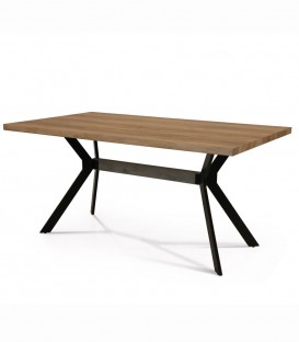 Tavolo Fisso con Piano in Legno e Gambe X in Metallo