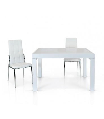 Tavolo Allungabile Rettangolare Vetro e Metallo Bianco