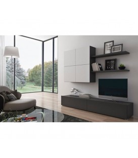Parete Attrezzata NOX Antracite/Bianco