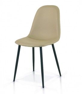 Sedia in Metallo con seduta in Ecopelle Beige