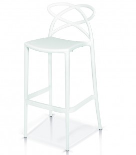Sgabello di Design in Polipropilene con Braccioli Bianco