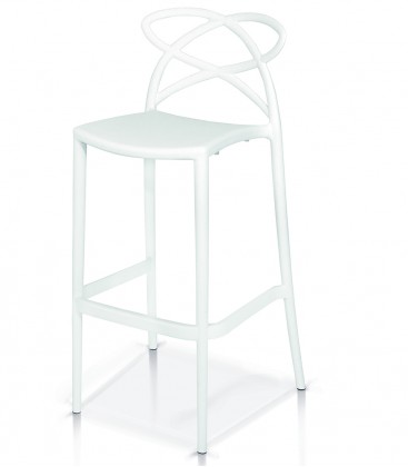 Sgabello di Design in Polipropilene con Braccioli Bianco