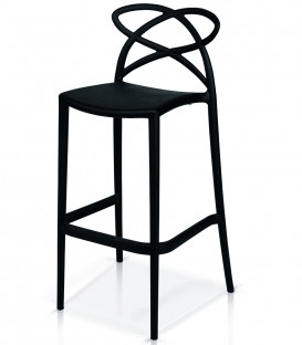 Sgabello di Design in Polipropilene con Braccioli Nero