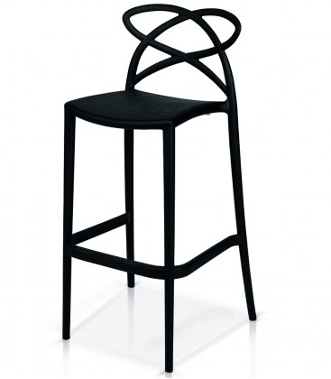 Sgabello di Design in Polipropilene con Braccioli Nero