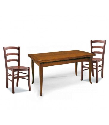 Set Tavolo 120 x 80 allungabile + 6 Sedie Venezia Colore Noce seduta massello