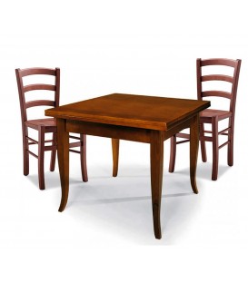 Set Tavolo quadrato allungabile + Sedie Venezia seduta massello Noce