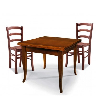 Set Tavolo quadrato allungabile + Sedie Venezia seduta massello Noce
