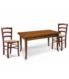 Set Tavolo rettangolare allungabile + Sedie Venezia seduta massello Noce