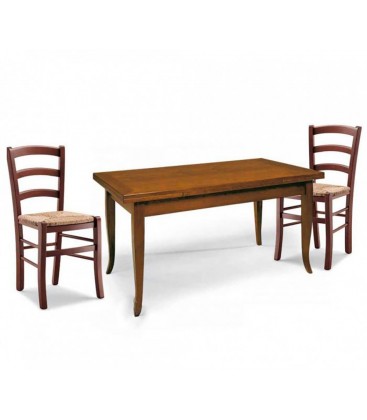 Set Tavolo rettangolare allungabile + Sedie Venezia seduta massello Noce