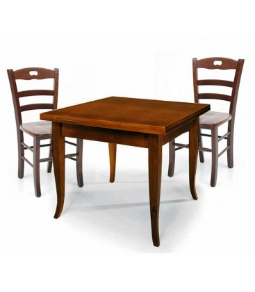 Set Tavolo quadrato allungabile + Sedie Rochelle seduta massello Noce