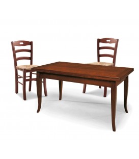 Set Tavolo rettangolare allungabile + Sedie Rochelle seduta paglia Noce