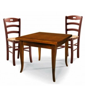 Set Tavolo quadrato allungabile + Sedie Rochelle seduta massello Noce