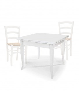 Set Tavolo quadrato allungabile + Sedie Venezia seduta massello Noce
