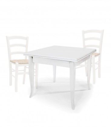 Set Tavolo quadrato allungabile + Sedie Venezia seduta massello Noce