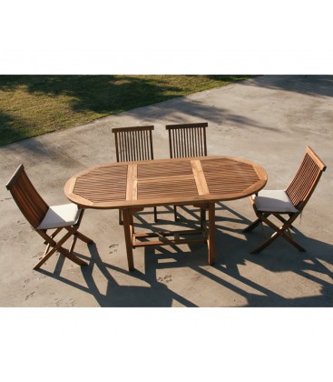 Set da esterno Tavolo + Sedie in legno