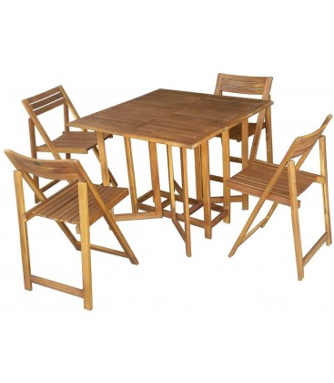 Set da esterno Tavolo + 4 sedie legno acacia