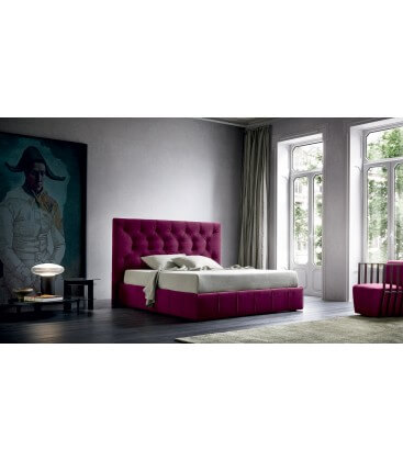 Letto contenitore testata imbottita 2 cuscini George Felis