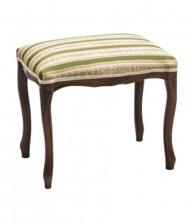 Sgabello Pouff in legno noce scuro imbottito Verde