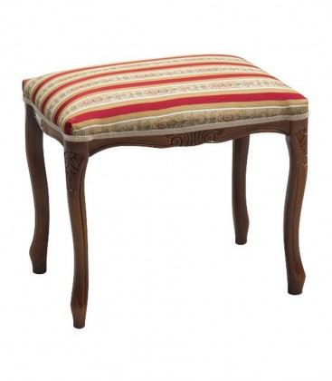 Sgabello Pouff in legno noce scuro imbottito Rosso