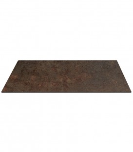 Tavolo da Ristorante Base Quadrata in Ferro Piano Rovere Nodato