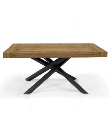 Tavolo Rettangolare Allungabile con Gambe Incrociate Nere Piano Rovere