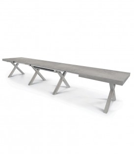 Tavolo rettangolare allungabile con gambe incrociate ad X Grigio Cemento