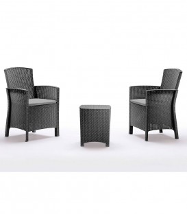 Kit Salottino per Esterno Effetto Rattan in Polipropilene (2 Posti + Tavolino)