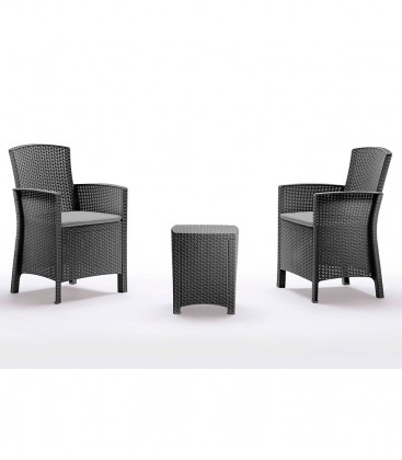 Salotto Set Sofà per Esterno Effetto Rattan in Polipropilene (4 Posti + Tavolino)