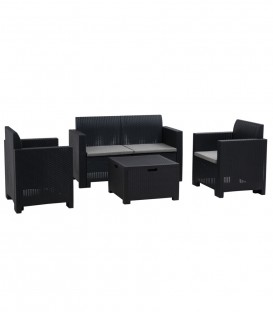 Salotto Set Sofà per Esterno Effetto Rattan in Polipropilene (4 Posti + Tavolino)
