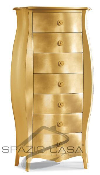 Cassettiera bombata foglia oro