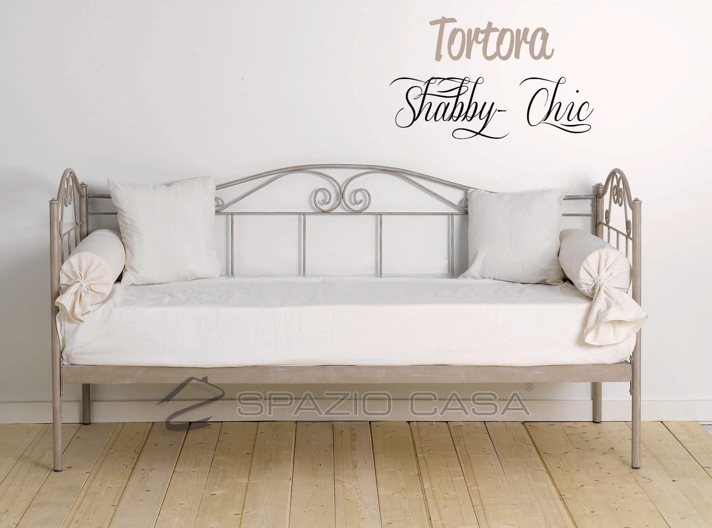 Divano letto in ferro battuto colore tortora shabby chic