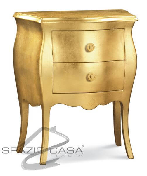 Comodino bombato foglia oro