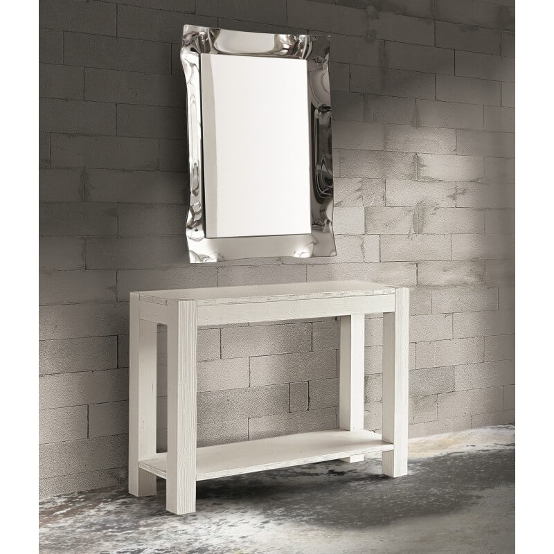 Consolle abete bianco spazzolato & Specchiera moderna